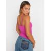 imageTrendy Queen Womens Adjustable Camisole Sleeveless Square Neck Spaghetti Strap Tank Tops Basic ShirtHot Pink