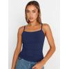 imageTrendy Queen Womens Adjustable Camisole Sleeveless Square Neck Spaghetti Strap Tank Tops Basic ShirtNavy