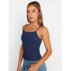 imageTrendy Queen Womens Adjustable Camisole Sleeveless Square Neck Spaghetti Strap Tank Tops Basic ShirtNavy