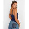 imageTrendy Queen Womens Adjustable Camisole Sleeveless Square Neck Spaghetti Strap Tank Tops Basic ShirtNavy