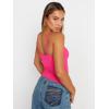 imageTrendy Queen Womens Adjustable Camisole Sleeveless Square Neck Spaghetti Strap Tank Tops Basic ShirtNeon Pink