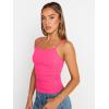 imageTrendy Queen Womens Adjustable Camisole Sleeveless Square Neck Spaghetti Strap Tank Tops Basic ShirtNeon Pink