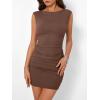 imageTrendy Queen Womens Boat Neck Going Out Mini Dress Summer Party Club Bodycon Dresses 2026Brown
