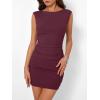 imageTrendy Queen Womens Boat Neck Going Out Mini Dress Summer Party Club Bodycon Dresses 2026Wine Red