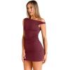 imageTrendy Queen Womens Mini Summer Dresses 2026 Going Out Off The Shoulder Bodycon Sexy Party Club Spring Fashion OutfitsBurgundy