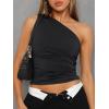 imageTrendy Queen Womens One Shoulder Tops  Asymmetrical Sleeveless Crop Tops Sexy Going Out amp Workout Shirts for WomenBlack