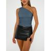 imageTrendy Queen Womens One Shoulder Tops  Asymmetrical Sleeveless Crop Tops Sexy Going Out amp Workout Shirts for WomenBlue
