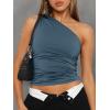 imageTrendy Queen Womens One Shoulder Tops  Asymmetrical Sleeveless Crop Tops Sexy Going Out amp Workout Shirts for WomenBlue