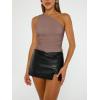 imageTrendy Queen Womens One Shoulder Tops  Asymmetrical Sleeveless Crop Tops Sexy Going Out amp Workout Shirts for WomenCoffee Grey