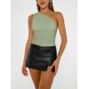 imageTrendy Queen Womens One Shoulder Tops  Asymmetrical Sleeveless Crop Tops Sexy Going Out amp Workout Shirts for WomenGreen