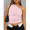 imageTrendy Queen Womens One Shoulder Tops  Asymmetrical Sleeveless Crop Tops Sexy Going Out amp Workout Shirts for WomenPink