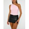 imageTrendy Queen Womens One Shoulder Tops  Asymmetrical Sleeveless Crop Tops Sexy Going Out amp Workout Shirts for WomenPink