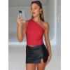 imageTrendy Queen Womens One Shoulder Tops  Asymmetrical Sleeveless Crop Tops Sexy Going Out amp Workout Shirts for WomenRed