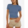 imageTrendy Queen Womens Short Sleeve T Shirts  Buttery Soft Summer Crop Tops Slim Fit Y2k Basic Tees for WorkoutDusty Blue
