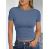 imageTrendy Queen Womens Short Sleeve T Shirts  Buttery Soft Summer Crop Tops Slim Fit Y2k Basic Tees for WorkoutDusty Blue