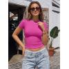 imageTrendy Queen Womens Short Sleeve T Shirts  Buttery Soft Summer Crop Tops Slim Fit Y2k Basic Tees for WorkoutHot Pink