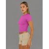 imageTrendy Queen Womens Short Sleeve T Shirts  Buttery Soft Summer Crop Tops Slim Fit Y2k Basic Tees for WorkoutHot Pink