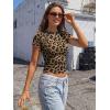 imageTrendy Queen Womens Short Sleeve T Shirts  Buttery Soft Summer Crop Tops Slim Fit Y2k Basic Tees for WorkoutLeopard
