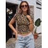 imageTrendy Queen Womens Short Sleeve T Shirts  Buttery Soft Summer Crop Tops Slim Fit Y2k Basic Tees for WorkoutLeopard