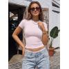 imageTrendy Queen Womens Short Sleeve T Shirts  Buttery Soft Summer Crop Tops Slim Fit Y2k Basic Tees for WorkoutLight Pink