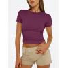 imageTrendy Queen Womens Short Sleeve T Shirts  Buttery Soft Summer Crop Tops Slim Fit Y2k Basic Tees for WorkoutMulberry