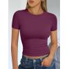 imageTrendy Queen Womens Short Sleeve T Shirts  Buttery Soft Summer Crop Tops Slim Fit Y2k Basic Tees for WorkoutMulberry
