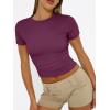 imageTrendy Queen Womens Short Sleeve T Shirts  Buttery Soft Summer Crop Tops Slim Fit Y2k Basic Tees for WorkoutMulberry