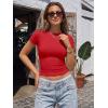 imageTrendy Queen Womens Short Sleeve T Shirts  Buttery Soft Summer Crop Tops Slim Fit Y2k Basic Tees for WorkoutRed