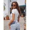 imageTrendy Queen Womens Short Sleeve T Shirts  Buttery Soft Summer Crop Tops Slim Fit Y2k Basic Tees for WorkoutWhite