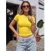 imageTrendy Queen Womens Short Sleeve T Shirts  Buttery Soft Summer Crop Tops Slim Fit Y2k Basic Tees for WorkoutYellow