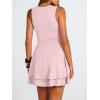 imageTrendy Queen Womens Square Neck Summer Party Flowy Ruffle Hem Ruched Waist Mini DressBaby Pink