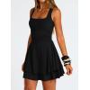 imageTrendy Queen Womens Square Neck Summer Party Flowy Ruffle Hem Ruched Waist Mini DressBlack