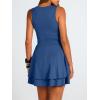 imageTrendy Queen Womens Square Neck Summer Party Flowy Ruffle Hem Ruched Waist Mini DressBlue