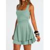 imageTrendy Queen Womens Square Neck Summer Party Flowy Ruffle Hem Ruched Waist Mini DressBlue Green