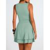 imageTrendy Queen Womens Square Neck Summer Party Flowy Ruffle Hem Ruched Waist Mini DressBlue Green