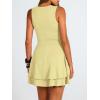 imageTrendy Queen Womens Square Neck Summer Party Flowy Ruffle Hem Ruched Waist Mini DressButter Yellow