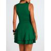 imageTrendy Queen Womens Square Neck Summer Party Flowy Ruffle Hem Ruched Waist Mini DressGreen