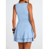 imageTrendy Queen Womens Square Neck Summer Party Flowy Ruffle Hem Ruched Waist Mini DressLight Blue
