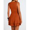 imageTrendy Queen Womens Square Neck Summer Party Flowy Ruffle Hem Ruched Waist Mini DressOrange