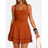 imageTrendy Queen Womens Square Neck Summer Party Flowy Ruffle Hem Ruched Waist Mini DressOrange