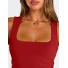 imageTrendy Queen Womens Square Neck Summer Party Flowy Ruffle Hem Ruched Waist Mini DressRed