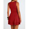 imageTrendy Queen Womens Square Neck Summer Party Flowy Ruffle Hem Ruched Waist Mini DressRed