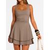 imageTrendy Queen Womens Square Neck Summer Party Flowy Ruffle Hem Ruched Waist Mini DressTan