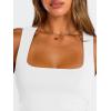 imageTrendy Queen Womens Square Neck Summer Party Flowy Ruffle Hem Ruched Waist Mini DressWhite
