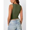 imageTrendy Queen Womens Tank Tops Double Lined Crop Sleeveless Going Out Camisole Summer Fashion Basic Soft Spring Clothes 2026Armygreen
