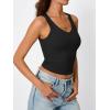 imageTrendy Queen Womens Tank Tops Double Lined Crop Sleeveless Going Out Camisole Summer Fashion Basic Soft Spring Clothes 2026Black