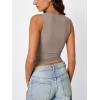 imageTrendy Queen Womens Tank Tops Double Lined Crop Sleeveless Going Out Camisole Summer Fashion Basic Soft Spring Clothes 2026Coffeegrey