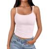 imageTrendy Queen Spaghetti Strap Crop Tank Tops for Women Cute Summer Camisoles for Teens Fitted Basic Layering Cami UndershirtsPink