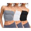 imageTrendy Queen Womens 3 Pack Tube Tops Crop Going Out Strapless Basic Backless Bandeau Bra Summer OutfitsWhite black grey
