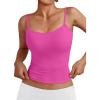 imageTrendy Queen Womens Adjustable Camisole Sleeveless Square Neck Spaghetti Strap Tank Tops Basic ShirtHot Pink
